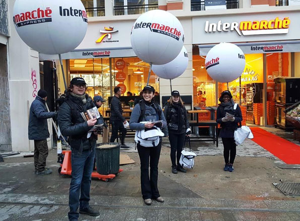 Ballon gonflable sur Sac à dos publicitaire - Street marketing